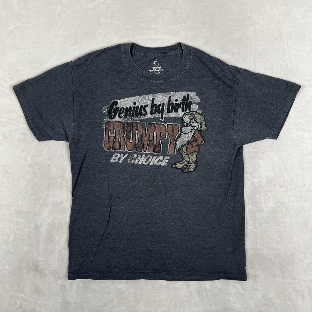 Disney Grumpy T-Shirt Mens Large Gray Genius By Birth Grumpy By Choice Retro VTG